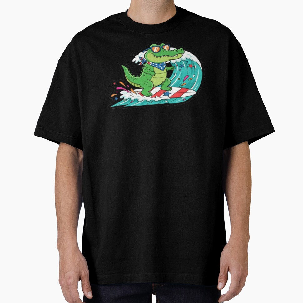 Surfing Alligator - Cute Summer Surf Animal Art by DailySparks
