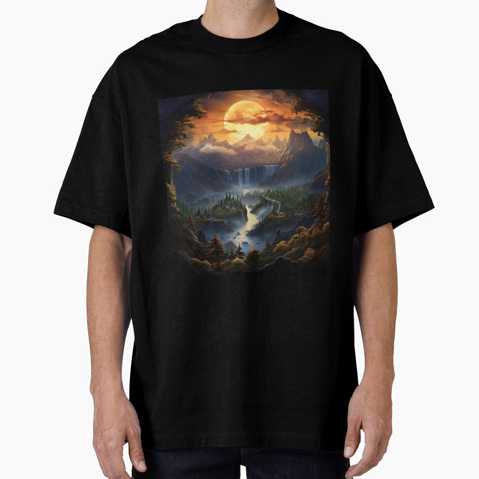 Fantasy Landscape - Waterfall at Sunset by Fantasy Masterpiece