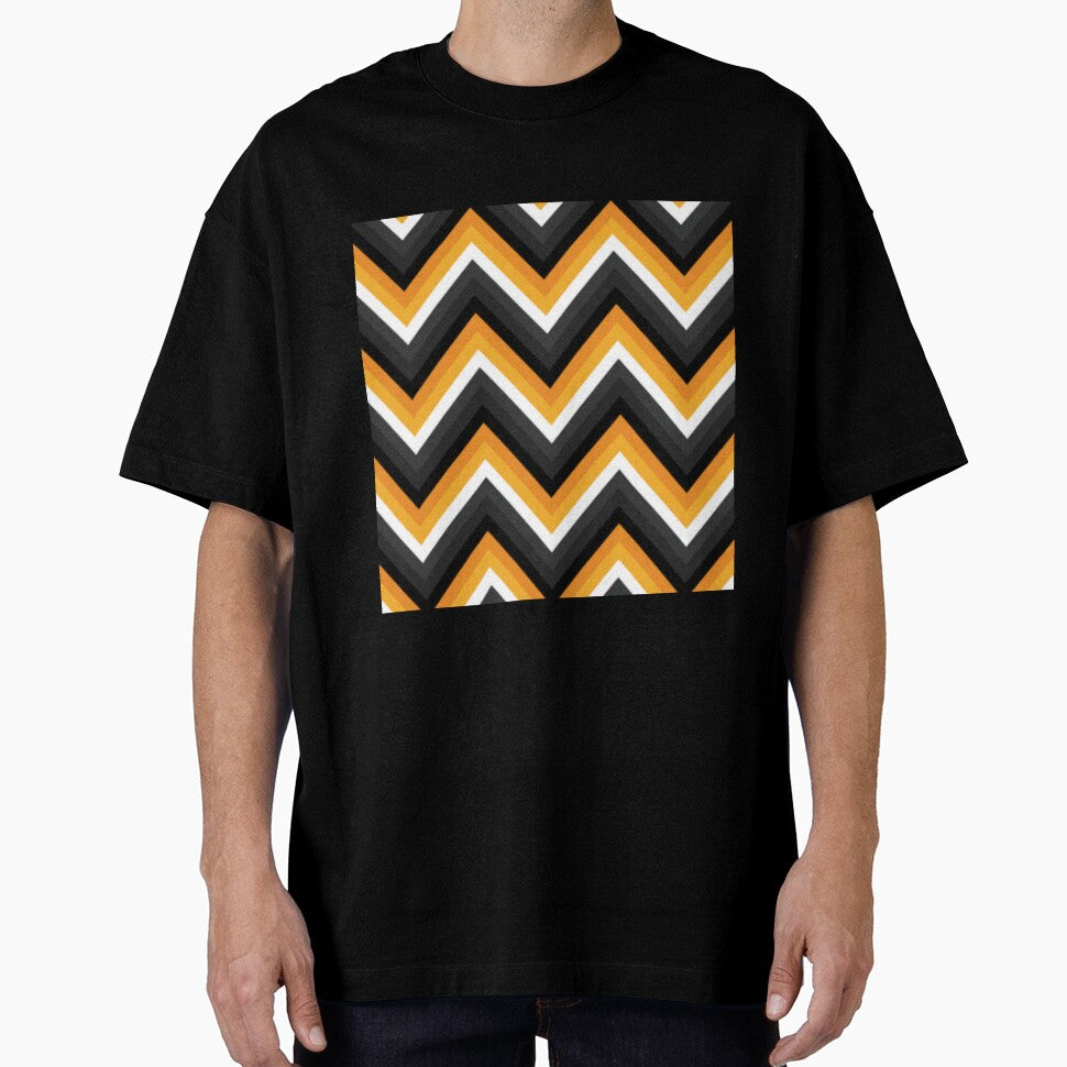 Halloween Colors Abstract Zigzag Pattern. Geometrical Orange, Black, White Zigzag by silviaol