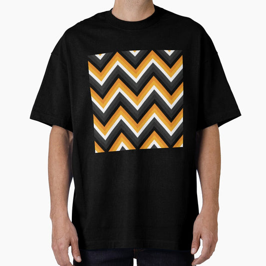 Halloween Colors Abstract Zigzag Pattern. Geometrical Orange, Black, White Zigzag by silviaol