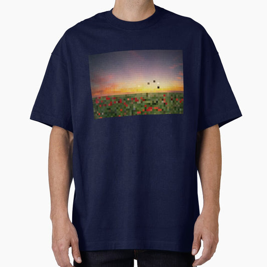 Pixelated Rose Field Sunset Scene by Potato Quality Prints