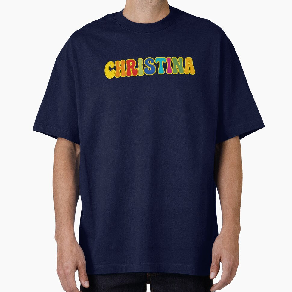 ❤️ Christina Personalized Name Wavy Retro Shirt, Coffee Mug, Sticker Gift by HelixPedia