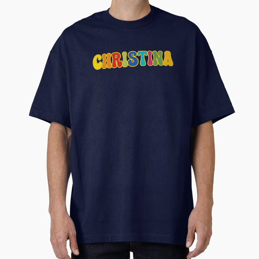 ❤️ Christina Personalized Name Wavy Retro Shirt, Coffee Mug, Sticker Gift by HelixPedia