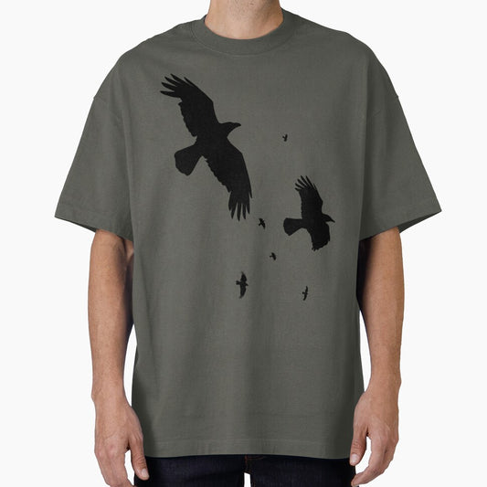 Crows or Ravens In Flight Minimalist Silhouette by taiche
