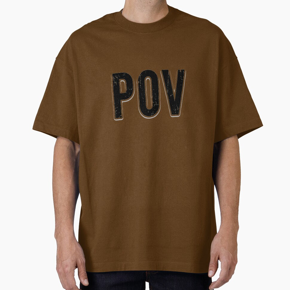 POV Grunge Distressed T-Shirt Monochrome Serif Graphic Tee by Chaotic-Treasures