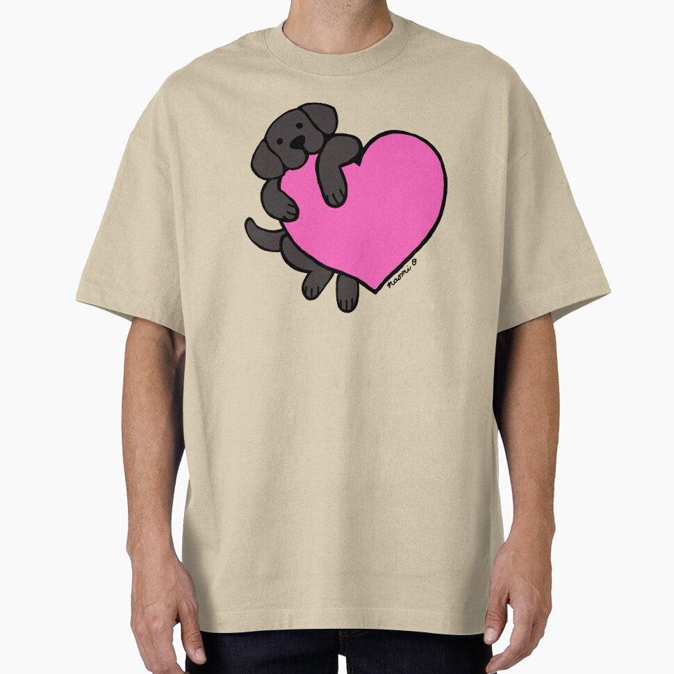 Black Labrador and Pink Heart by HappyLabradors