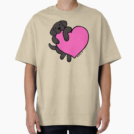 Black Labrador and Pink Heart by HappyLabradors
