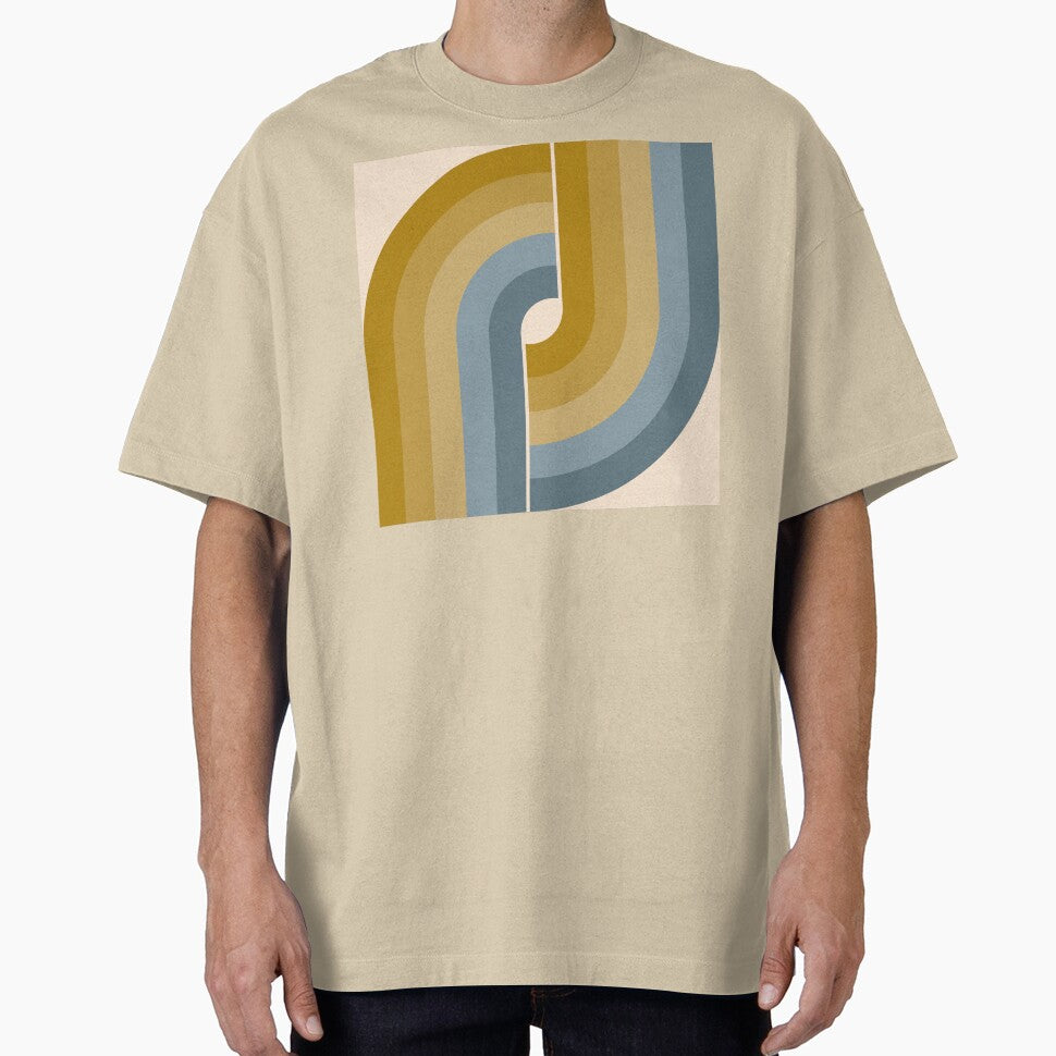Geometric Retro Vintage Style - Mustard Gold and Dusty Blue by JMgraphic