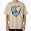 Hippie loveheart, heart with roses peace sign. by Bodino