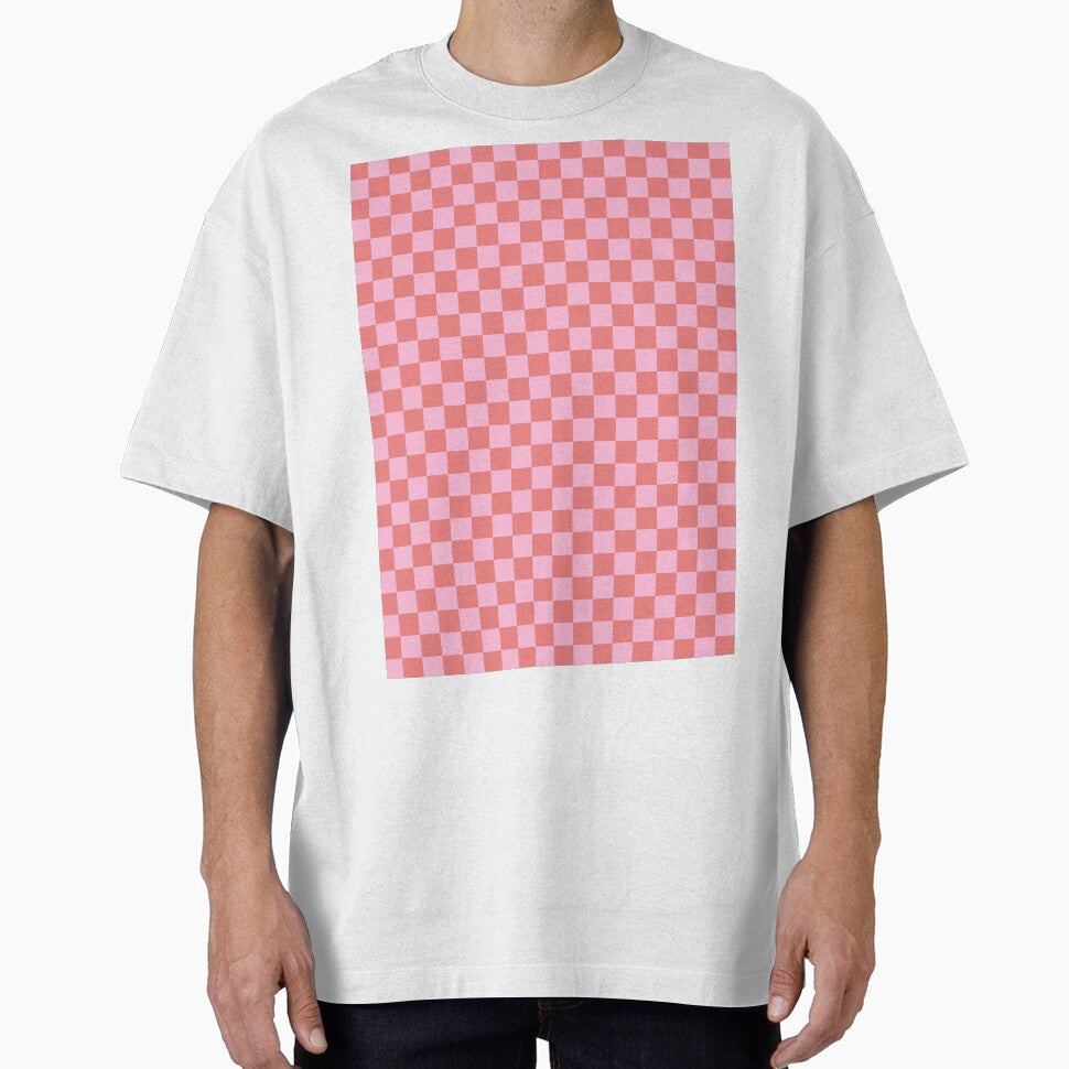 Cotton Candy Pink and Coral Pink Checkerboard by ColorsPatterns
