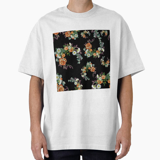 Flower rose daisy branch pattern a watercolor black by Yana Mustafina | Boho Soulful Designs