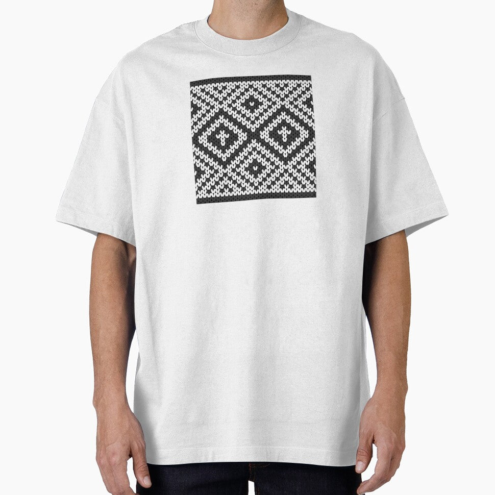 A contemporary ethnic style of black and white knitted square pattern. by Nengsang