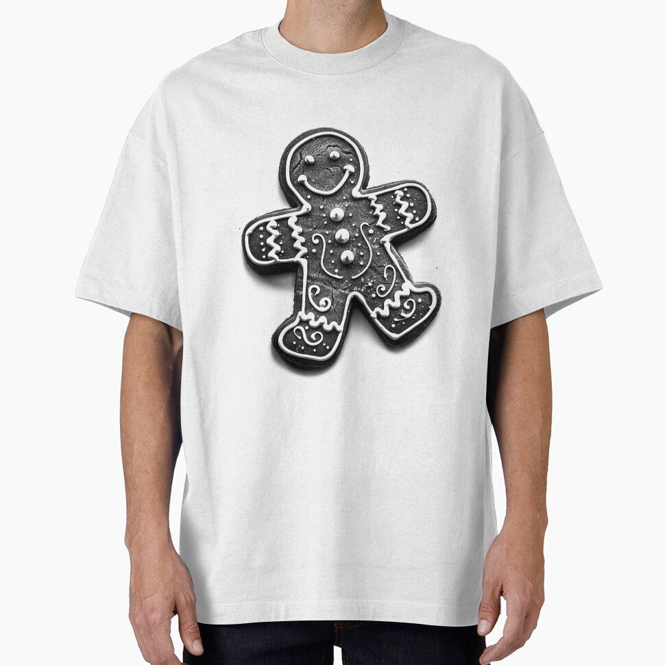 Gingerbread Man Cookie – Black and White Christmas Illustration by inkoutninja
