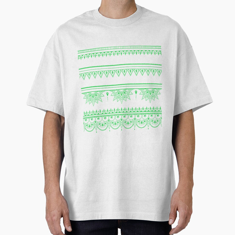 South asian patterns neon green on black by Chaoticzarts