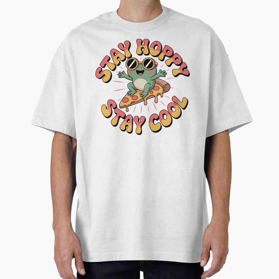 Kawaii Frog, Cute Kawaii Frog Riding On A Pizza Slice by graphic-genie