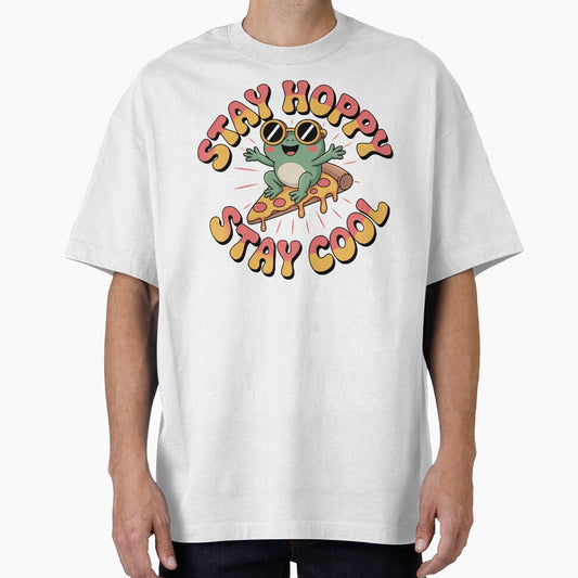 Kawaii Frog, Cute Kawaii Frog Riding On A Pizza Slice by graphic-genie