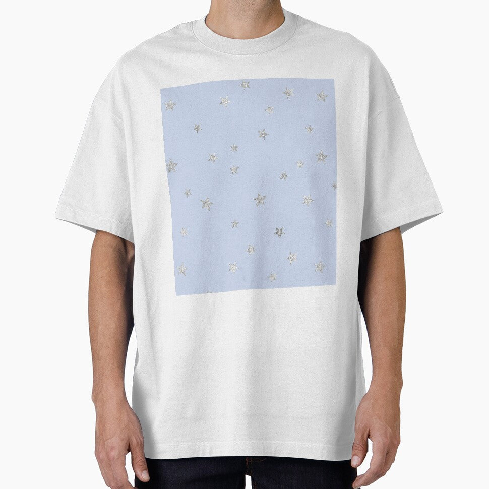 Pretty Y2K Glitter Stars Design in Baby Blue by Femme Pastel Collective