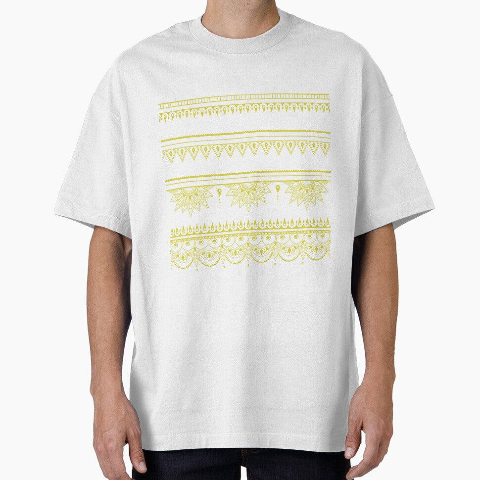 South asian patterns yellow on black by Chaoticzarts