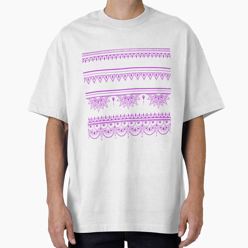 South asian patterns neon purple on black by Chaoticzarts