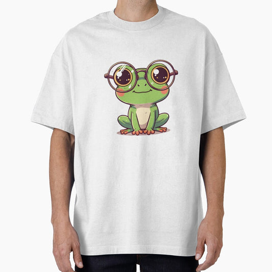 Adorable Green Frog Wearing Oversized Round Glasses by PholPol1959