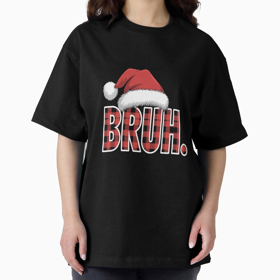 Bruh Christmas Plaid Santa Hat Holiday Humor Xmas by RonnasJackson