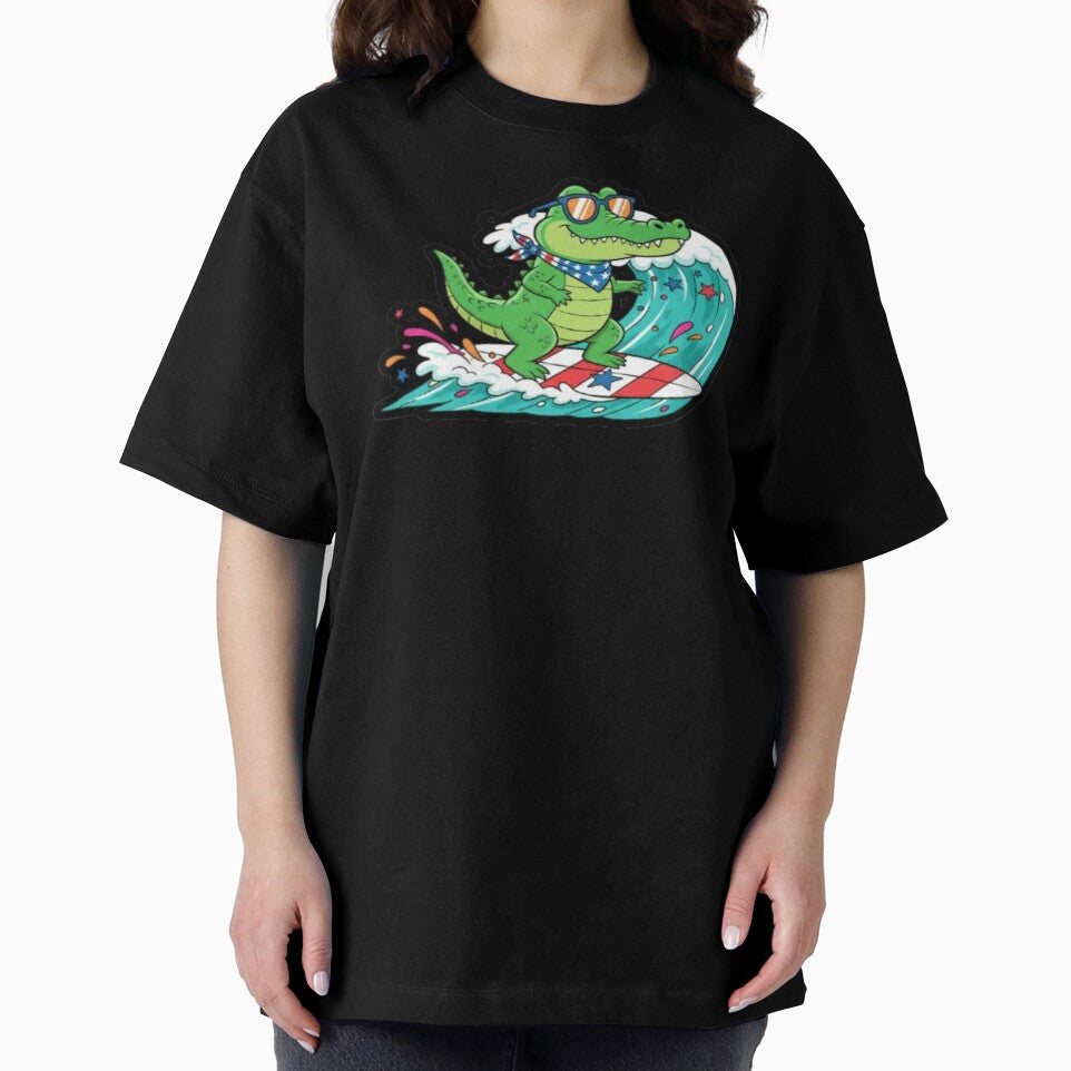 Surfing Alligator - Cute Summer Surf Animal Art by DailySparks