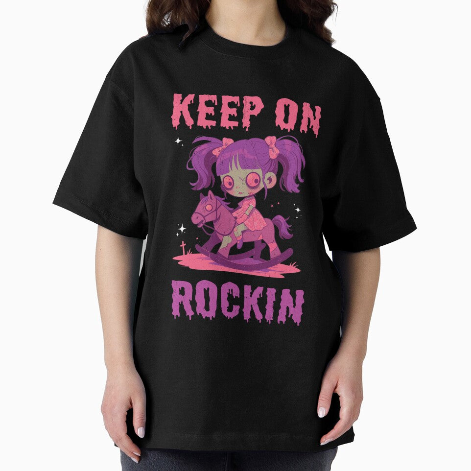 Keep on rockin - Cute pastel goth chibi rocking horse girl by Random Tees