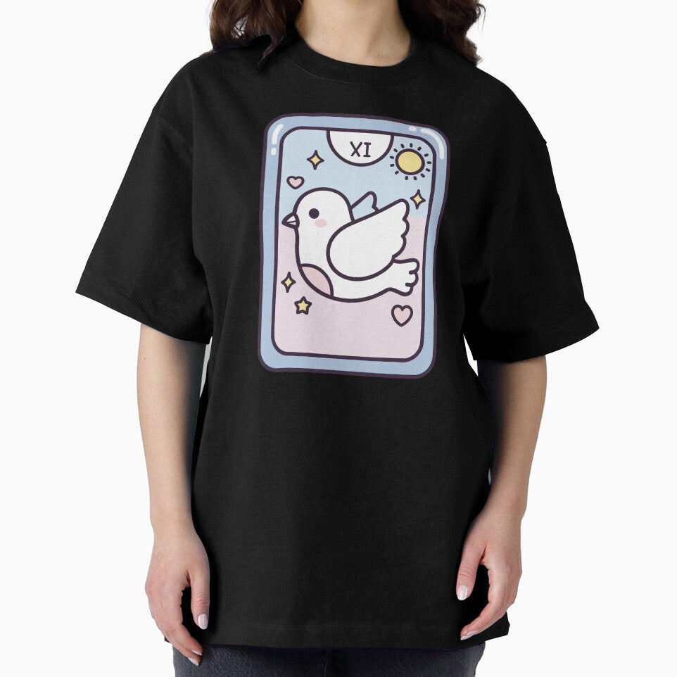Kawaii Pigeon Tarot Card Pastel Bird Illustration by BRU Design