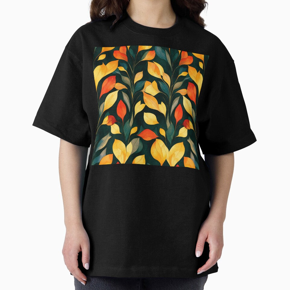Boho Exquisite Yellow, Orange, And Teal Leaves Design by DEC02