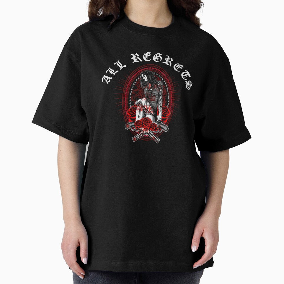 All Regrets Blood Red Rose And Gun Gothic Tattoo Girl by darknessjeff86