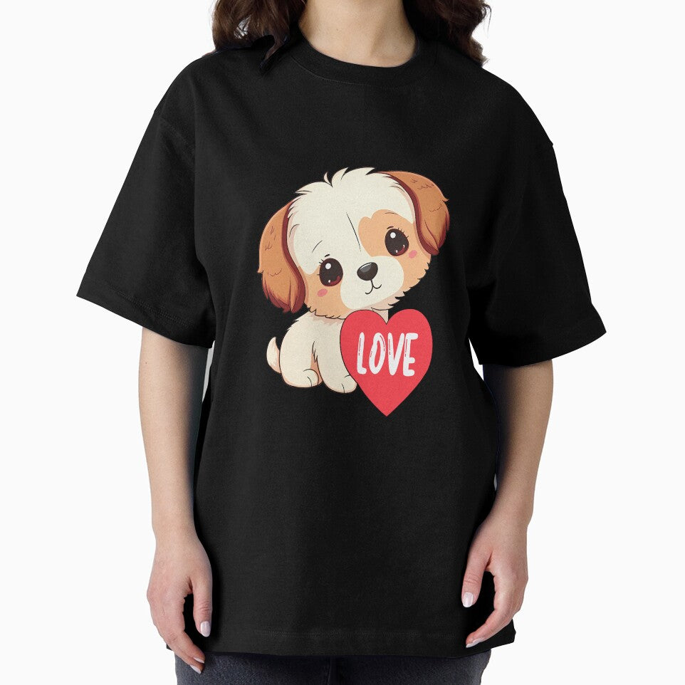 Cute Dog With Red Heart Love Valentines Day for Dog Lover by Vexel Studio