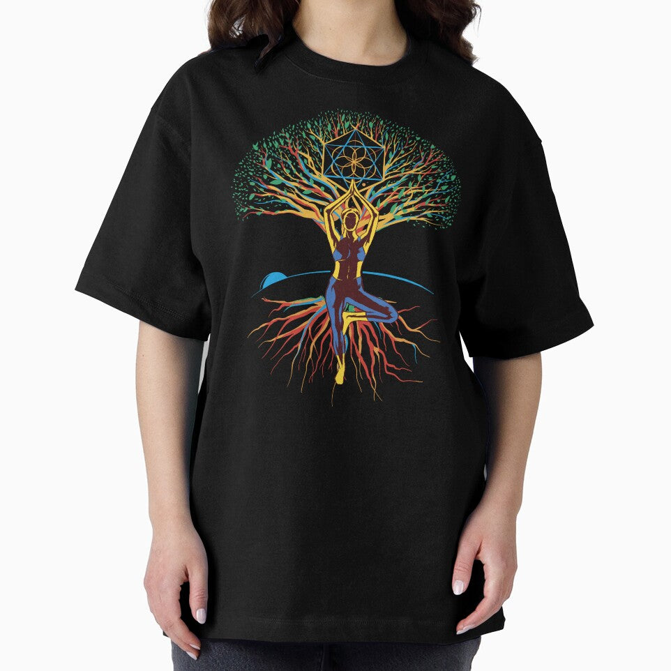 Yoga tree of life design A person does yoga in front of a tree by ReneMM