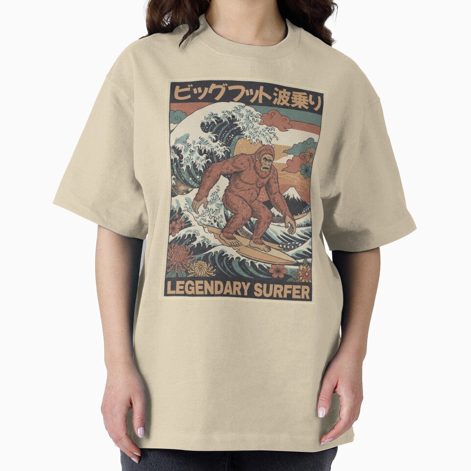 Bigfoot Surfing The Great Wave. vintage. by EunsooLee