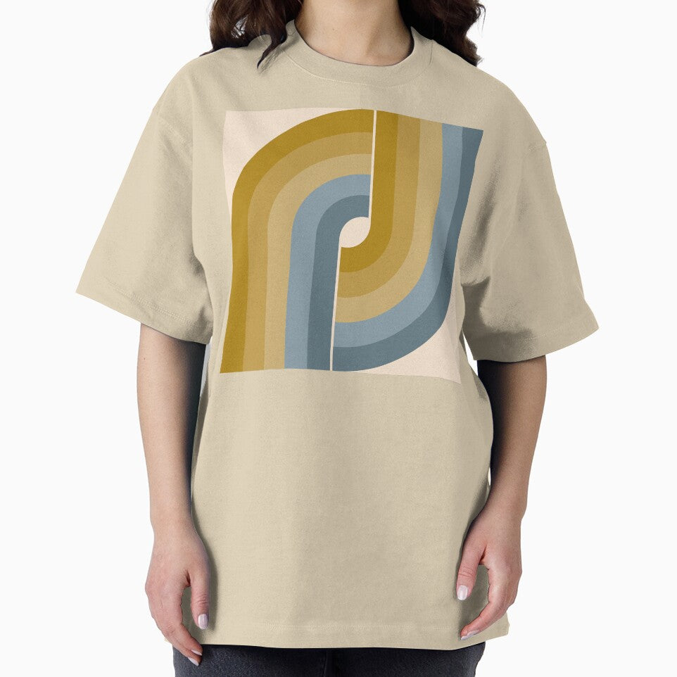 Geometric Retro Vintage Style - Mustard Gold and Dusty Blue by JMgraphic