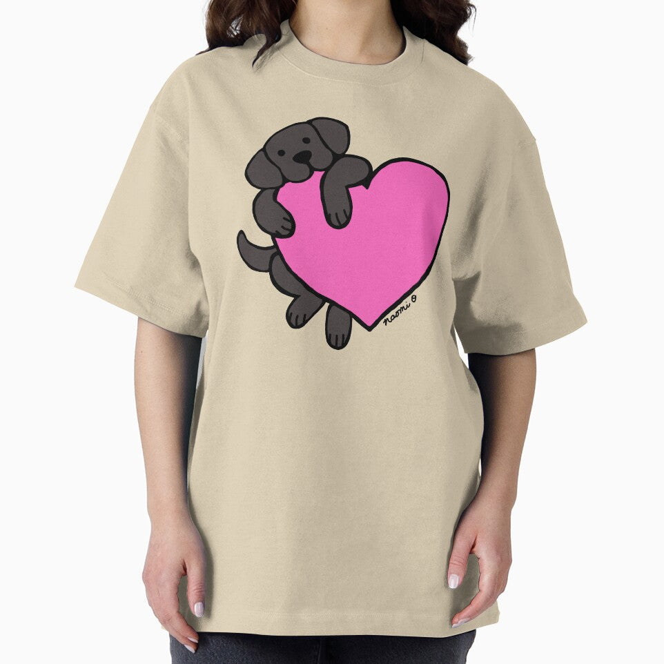 Black Labrador and Pink Heart by HappyLabradors
