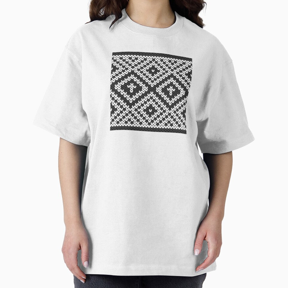 A contemporary ethnic style of black and white knitted square pattern. by Nengsang