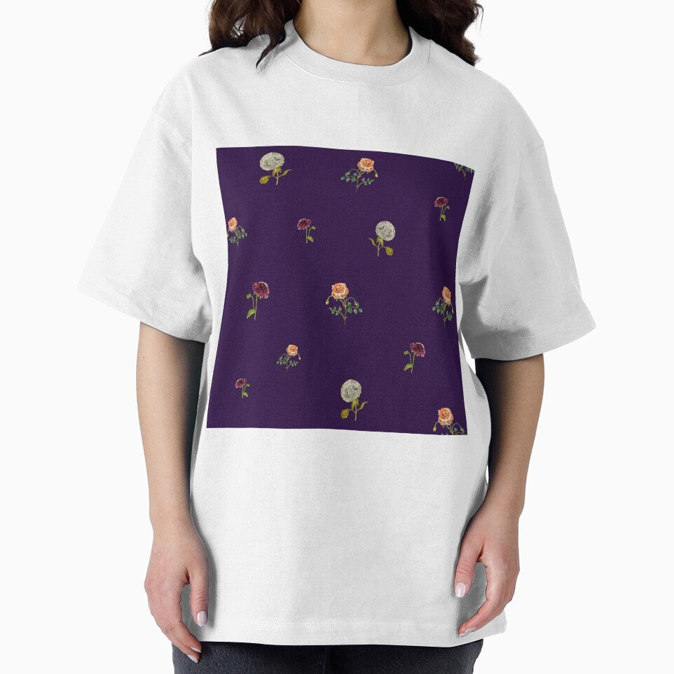 Dahlia hydrangea rose pattern cute a watercolor violet by Yana Mustafina | Boho Soulful Designs