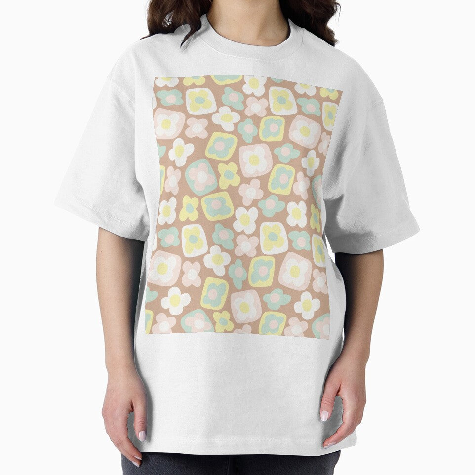 BOHO BOXY MODERN FLOWER PATTERN BROWN PASTELS by blomastudios