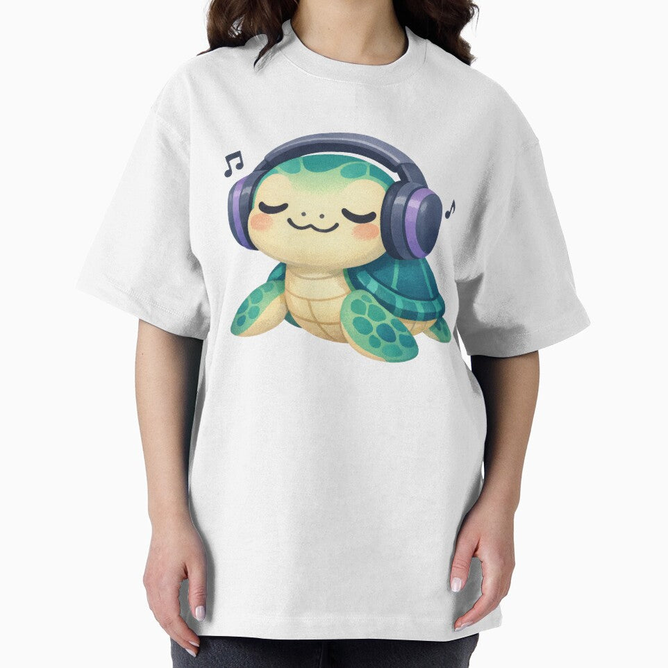 Music Lover Sea Turtle Wearing Oversized Headphones by zoughlal