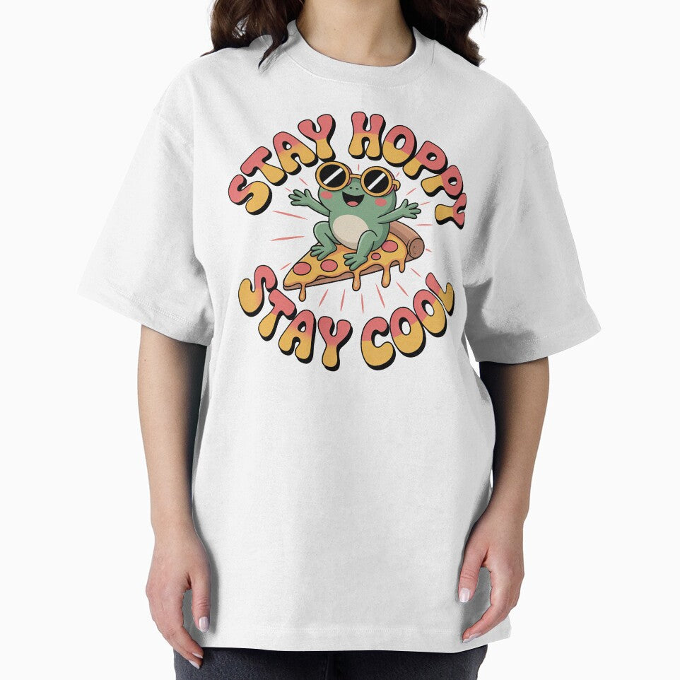 Kawaii Frog, Cute Kawaii Frog Riding On A Pizza Slice by graphic-genie