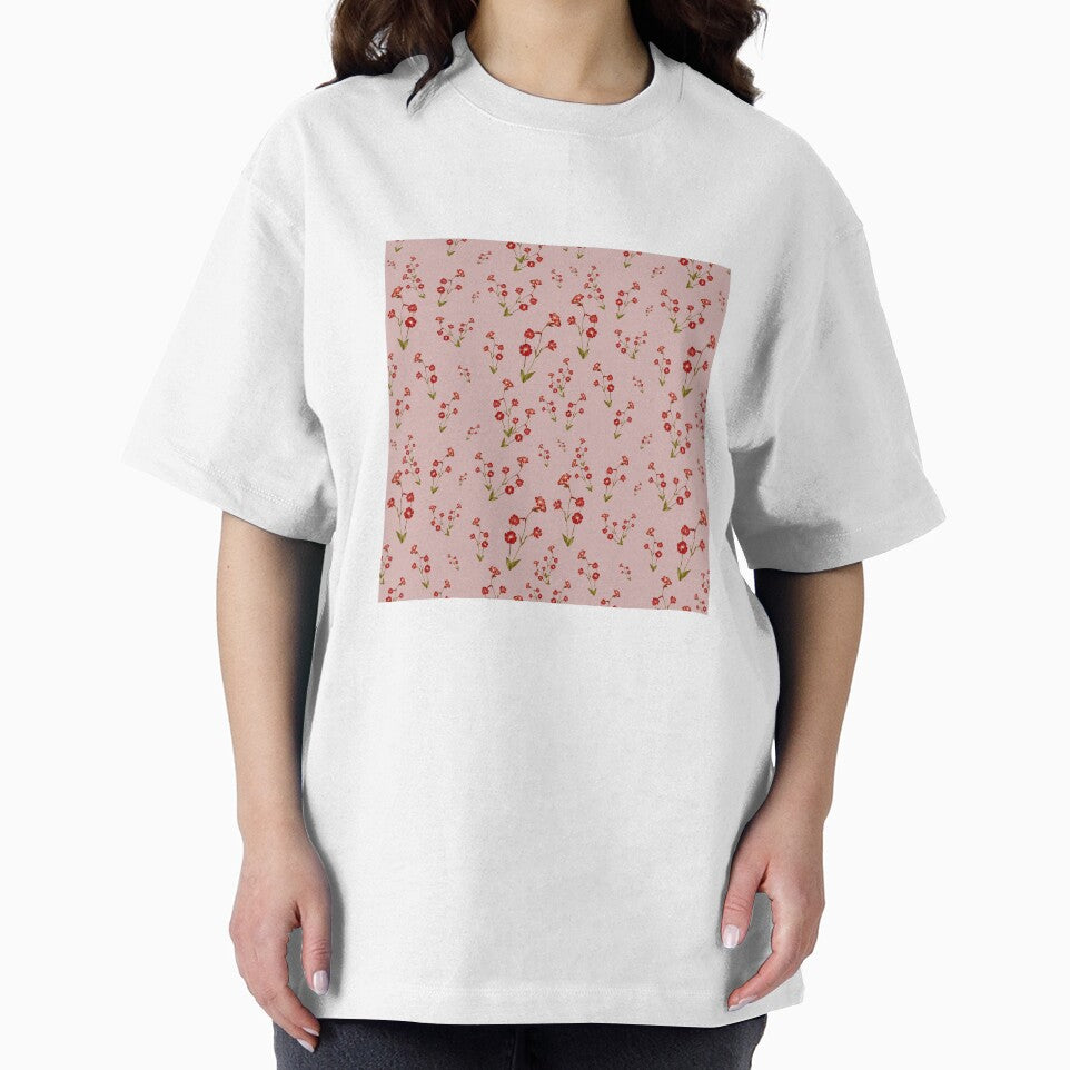 Flower red pink pattern a cute watercolor illustration by Yana Mustafina | Boho Soulful Designs