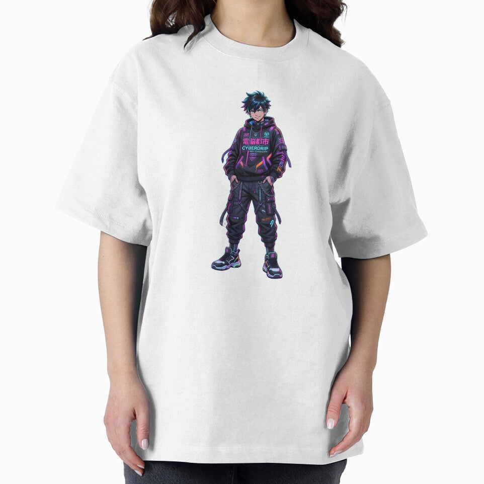 Cyberpunk Anime Streetwear Boy – Futuristic Neon Urban Character by Morden-Design