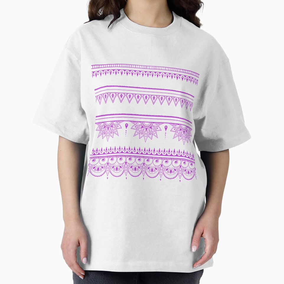 South asian patterns neon purple on black by Chaoticzarts