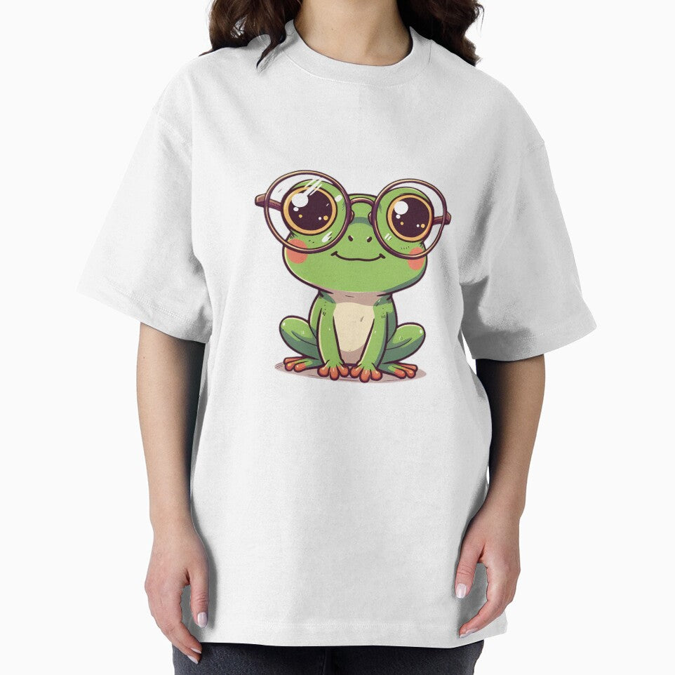 Adorable Green Frog Wearing Oversized Round Glasses by PholPol1959