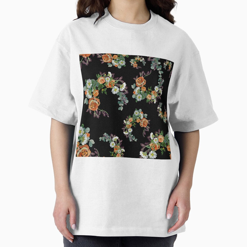 Flower rose daisy branch pattern a watercolor black by Yana Mustafina | Boho Soulful Designs