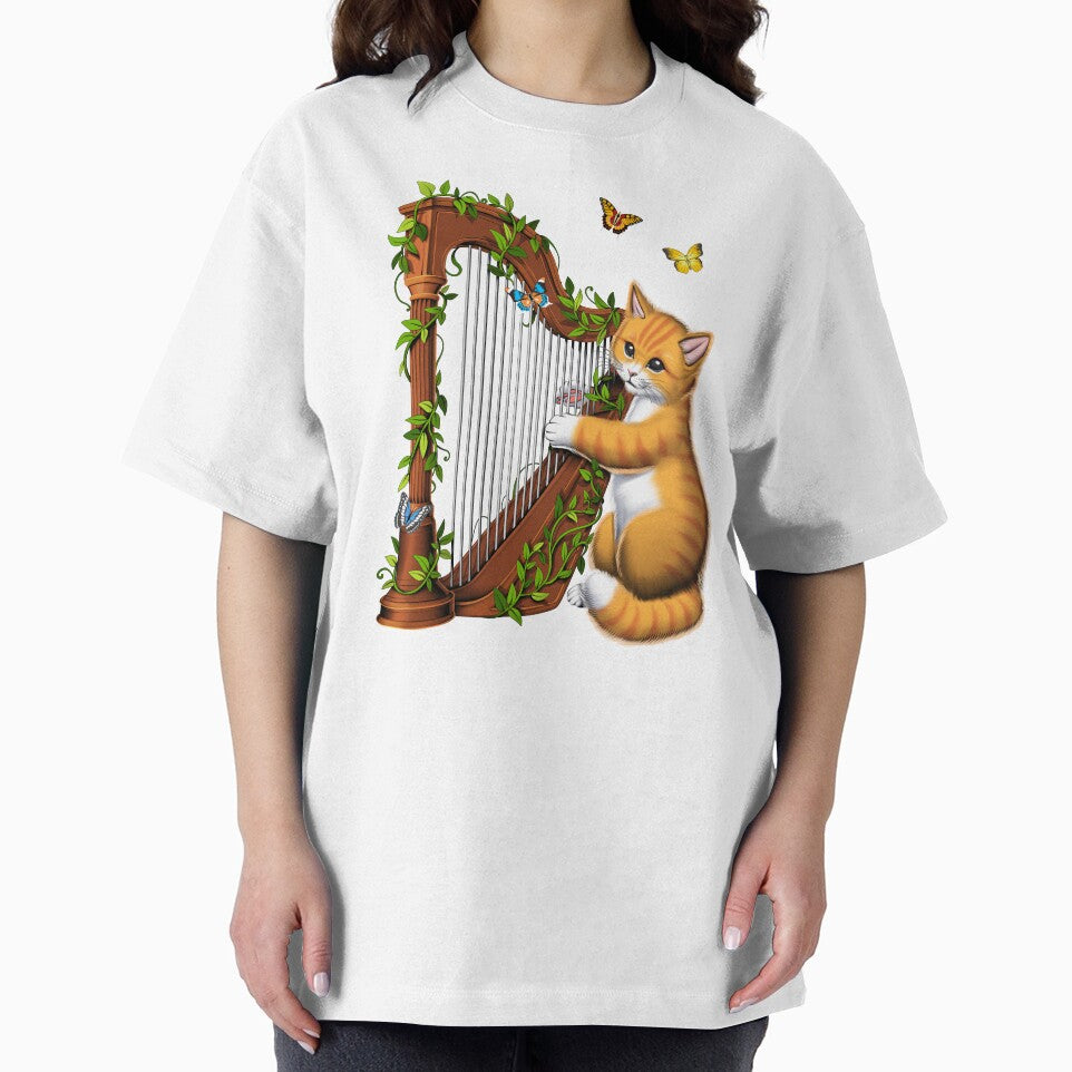 Cat Playing Harp by underheaven