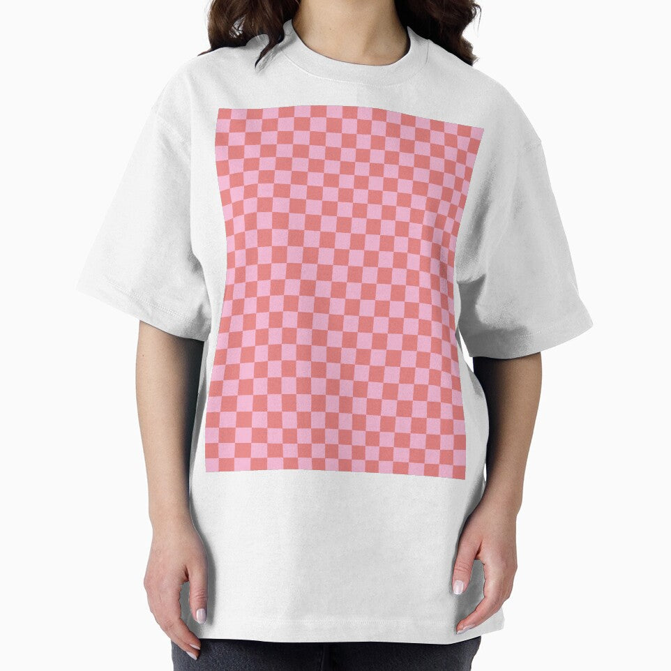 Cotton Candy Pink and Coral Pink Checkerboard by ColorsPatterns