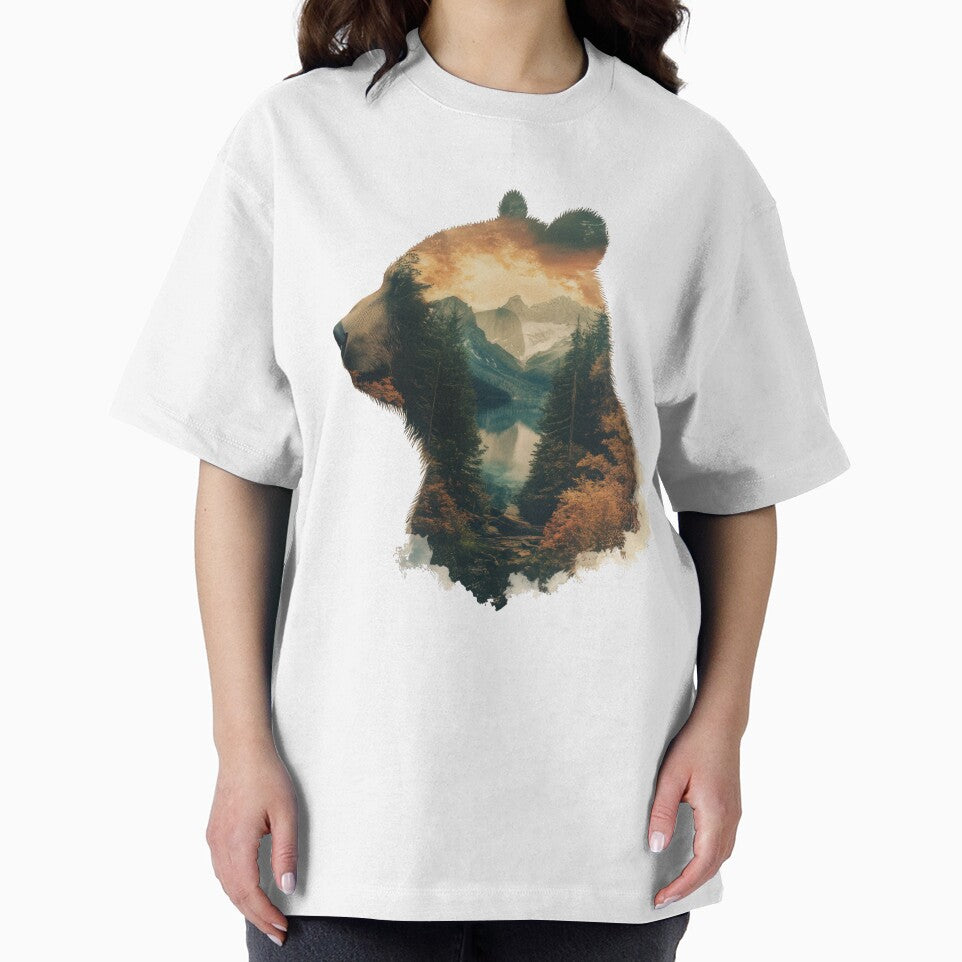 Bear Double Exposure Wilderness Art by Magical Art Store