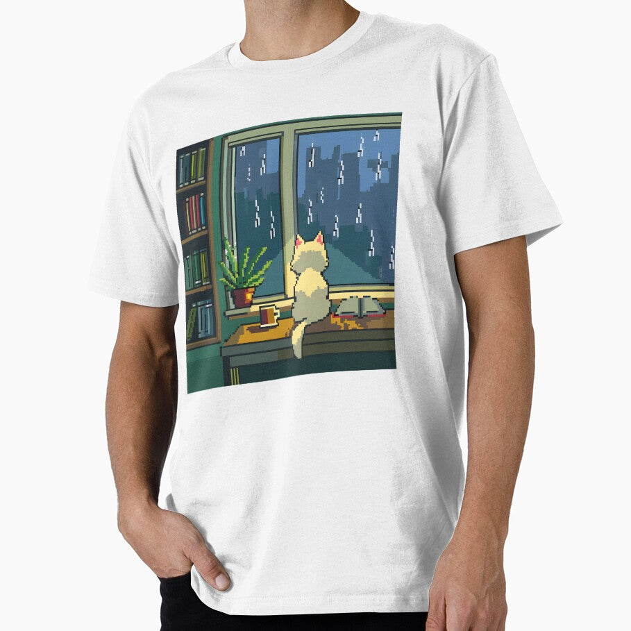 Cozy Pixel Cafe on a Rainy Spring Day – 8-Bit Game Boy Style Cat and Coffee Scene by ThePixelArchive