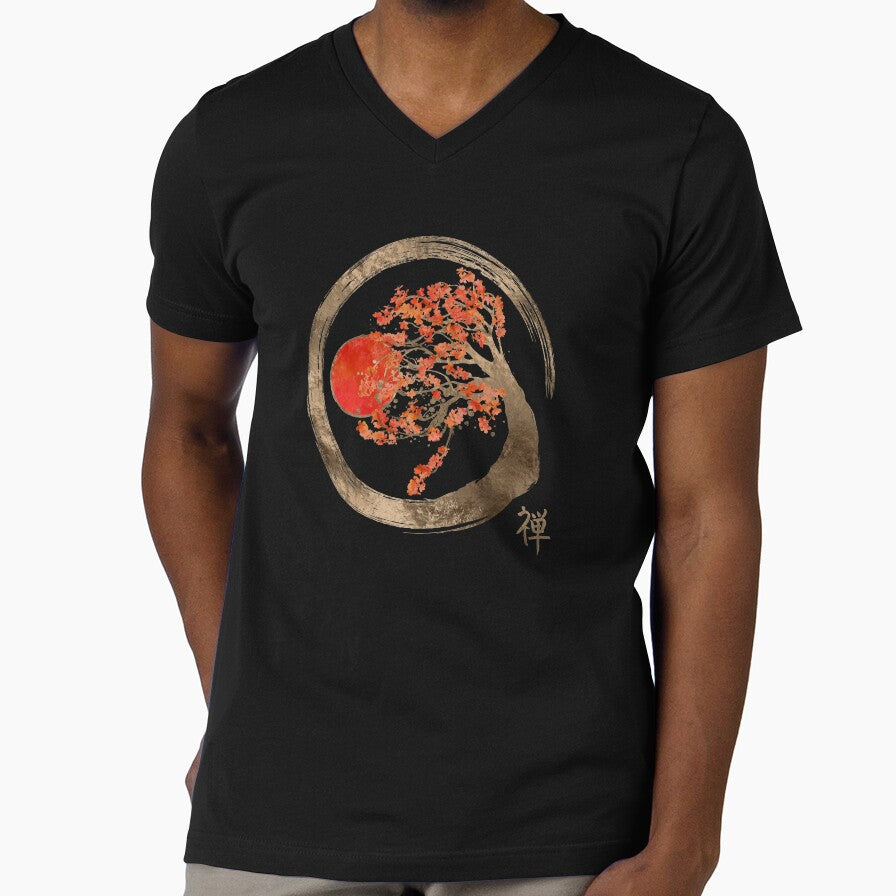 Zen Enso Circle and Golden Sakura Tree by k9printart